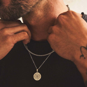 Necklace : Heren Ketting - Vnox Zilverkleurige RVS Halsketting voor Mannen, Gelaagd & Duurzaam in van Pantino