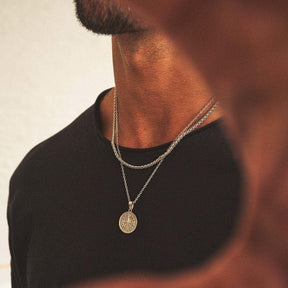 Necklace : Heren Ketting - Vnox Zilverkleurige RVS Halsketting voor Mannen, Gelaagd & Duurzaam in van Pantino