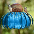 Mangiatoia per Uccelli Blu - Decorazione da Giardino a Forma di Fiore - Plastica