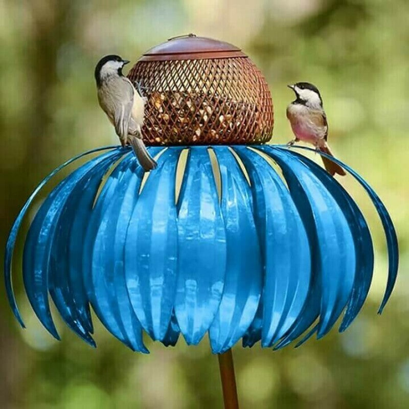 pets : Vogelvoederbak Blauw - Bloemvorm Tuin Decoratief - Kunststof in van Pantino