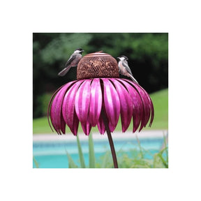 pets : Vogelvoederbak Blauw - Bloemvorm Tuin Decoratief - Kunststof in Roze van Pantino