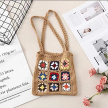 bags : Boho Geweven Tote Bag Dames - Zomer Strand Handtas - Stro in Khaki van Pantino