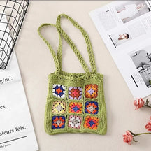 bags : Boho Geweven Tote Bag Dames - Zomer Strand Handtas - Stro in Groen van Pantino