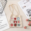 Boho Vævet Tote Taske Dame - Sommer Strand Håndtaske - Strå
