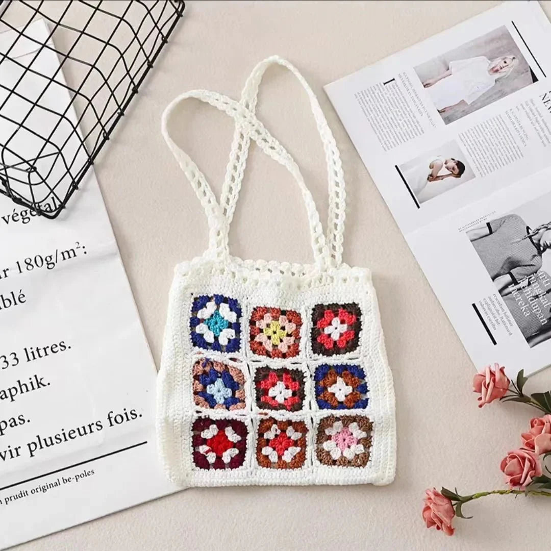 bags : Boho Geweven Tote Bag Dames - Zomer Strand Handtas - Stro in Wit van Pantino