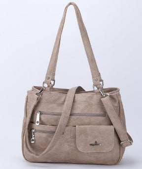 Handbag : Vrouwen Multipocket Handtas Dames - Zwart in Abrikoos van Pantino