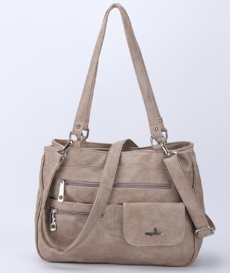 Handbag : Vrouwen Multipocket Handtas Dames - Zwart in Abrikoos van Pantino