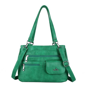 Handbag : Vrouwen Multipocket Handtas Dames - Zwart in Groen van Pantino