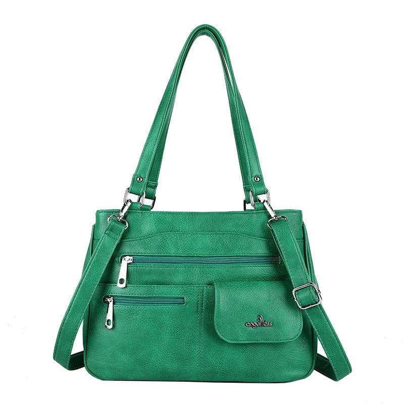Handbag : Vrouwen Multipocket Handtas Dames - Zwart in Groen van Pantino