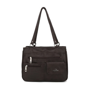 Handbag : Vrouwen Multipocket Handtas Dames - Zwart in Koffie van Pantino