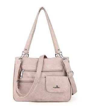 Handbag : Vrouwen Multipocket Handtas Dames - Zwart in Licht Roze van Pantino