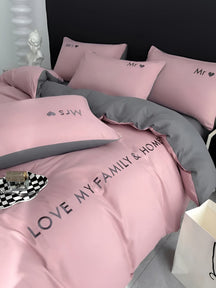 home & garden : Beddengoed Set Roze-Grijs - Ultrazacht Comfortabel Slaap - Microvezel in Bonenpasta Grijs van Pantino