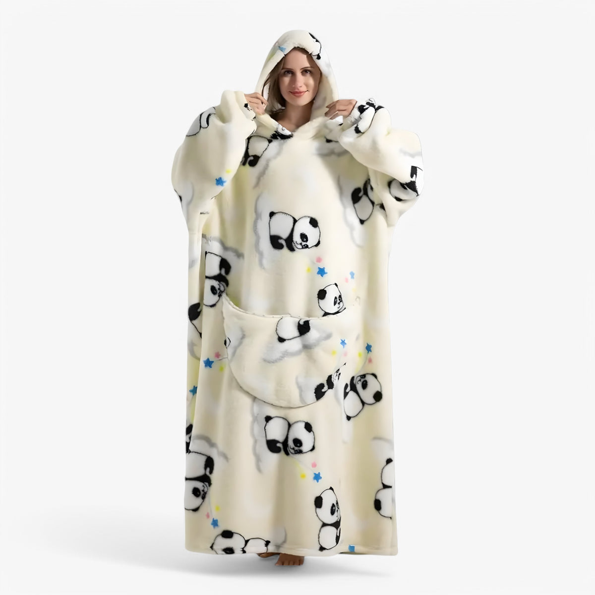 home & garden : WarmBlanket - Zachte Warme Fleece Trui Deken - Wit Panda in Wit Panda van Pantino
