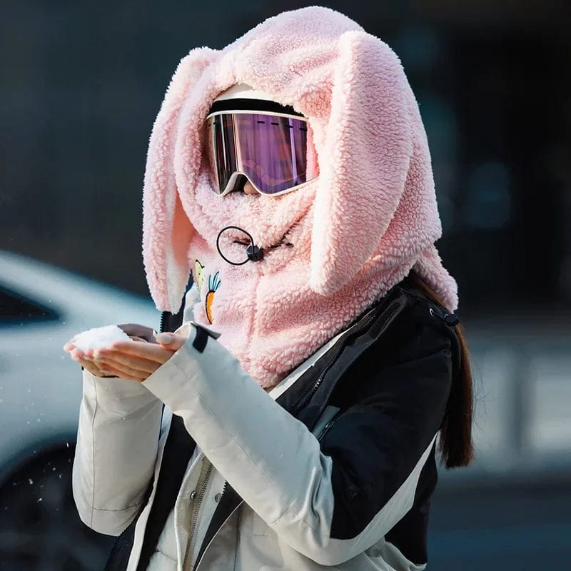Helmet Cover : WarmHelmet - Konijnenoor Decoratieve Helmhoes Konijn - Wit in Konijn - Roze van Pantino
