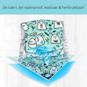 pets : Wasbare Hippe Hondenluier - Geen Ongelukjes Meer - Blauw met Pandaberen in van Pantino