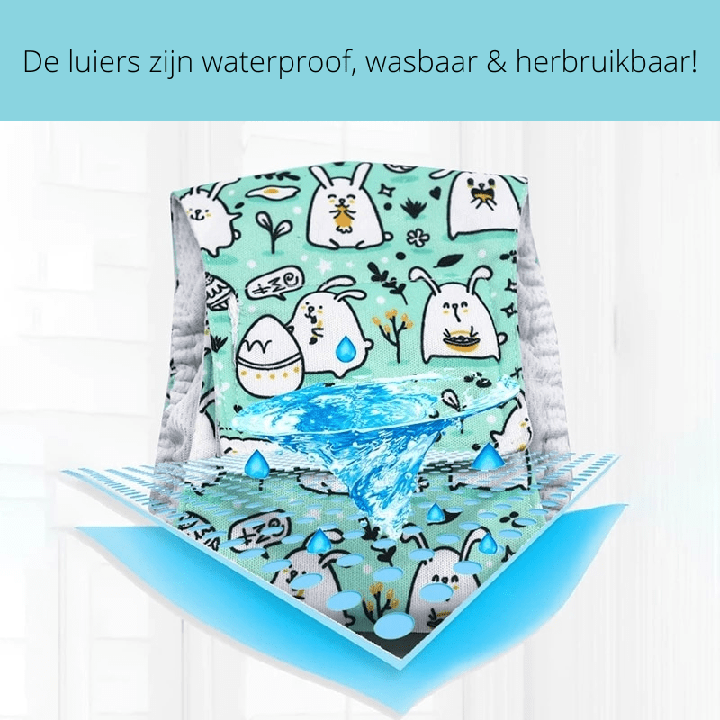 pets : Wasbare Hippe Hondenluier - Geen Ongelukjes Meer - Blauw met Pandaberen in van Pantino