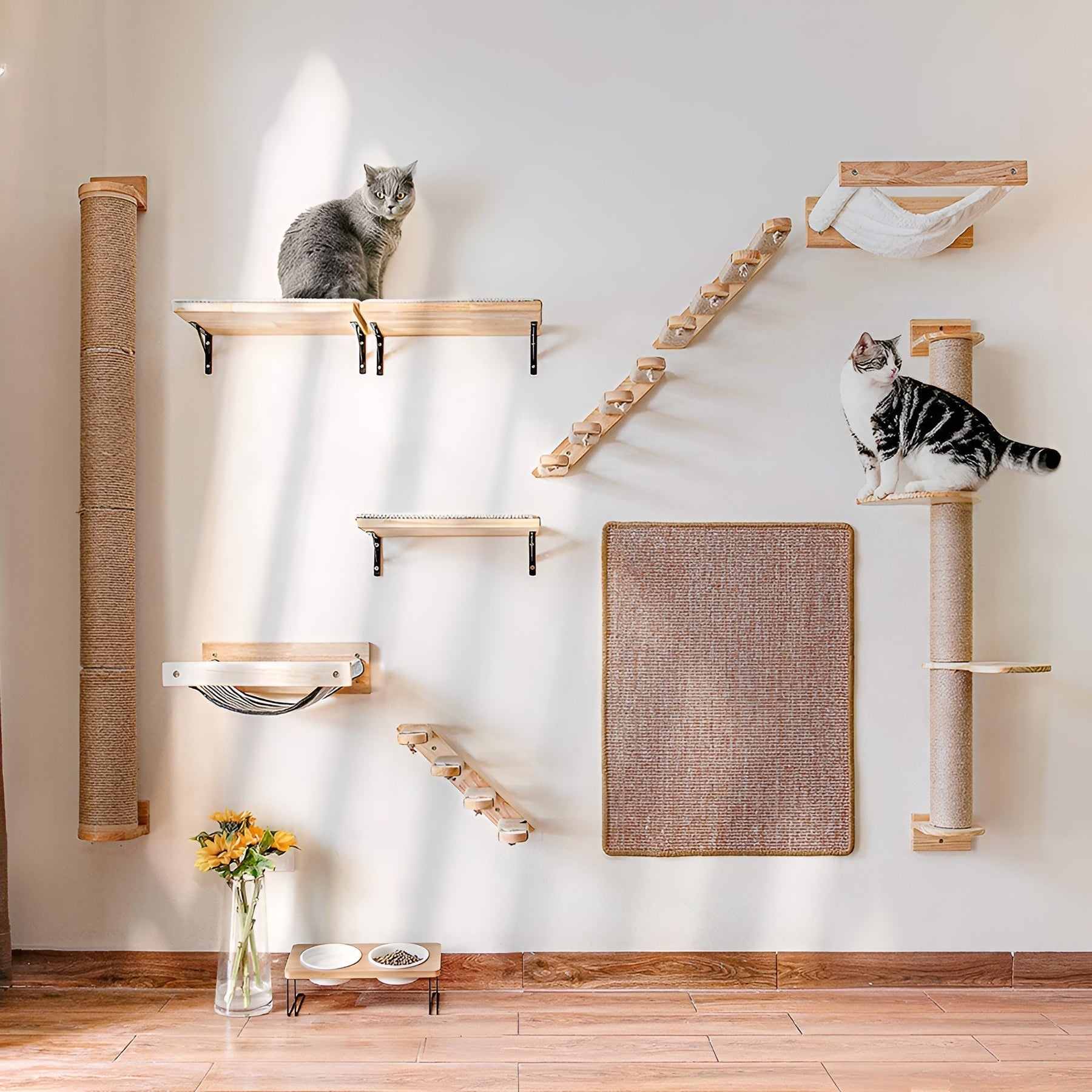 pets : Kattenklimplank Wandmontage - Krabpaal Instinct Training - Hout in van Pantino