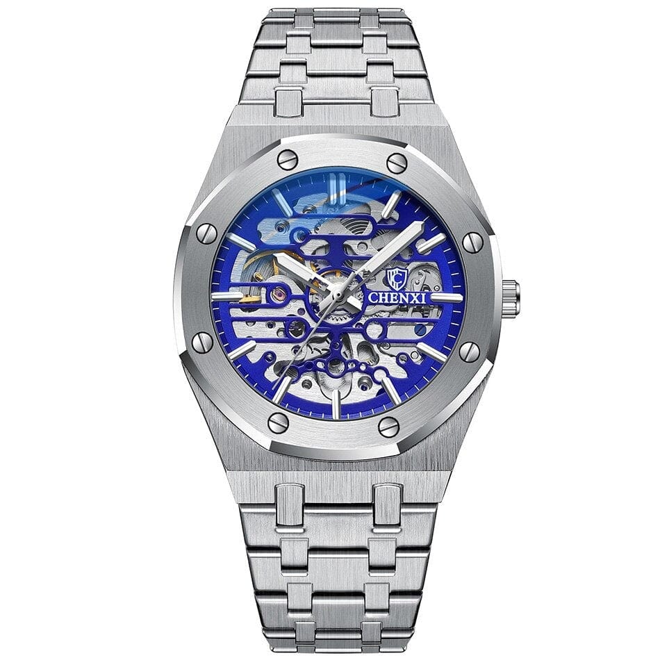 watches : Horloge Zilver Zwart - Wesley Watch - Mechanische in Zilver Blauw van Pantino