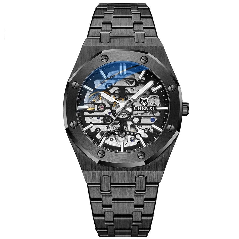 watches : Horloge Zilver Zwart - Wesley Watch - Mechanische in Zwart van Pantino