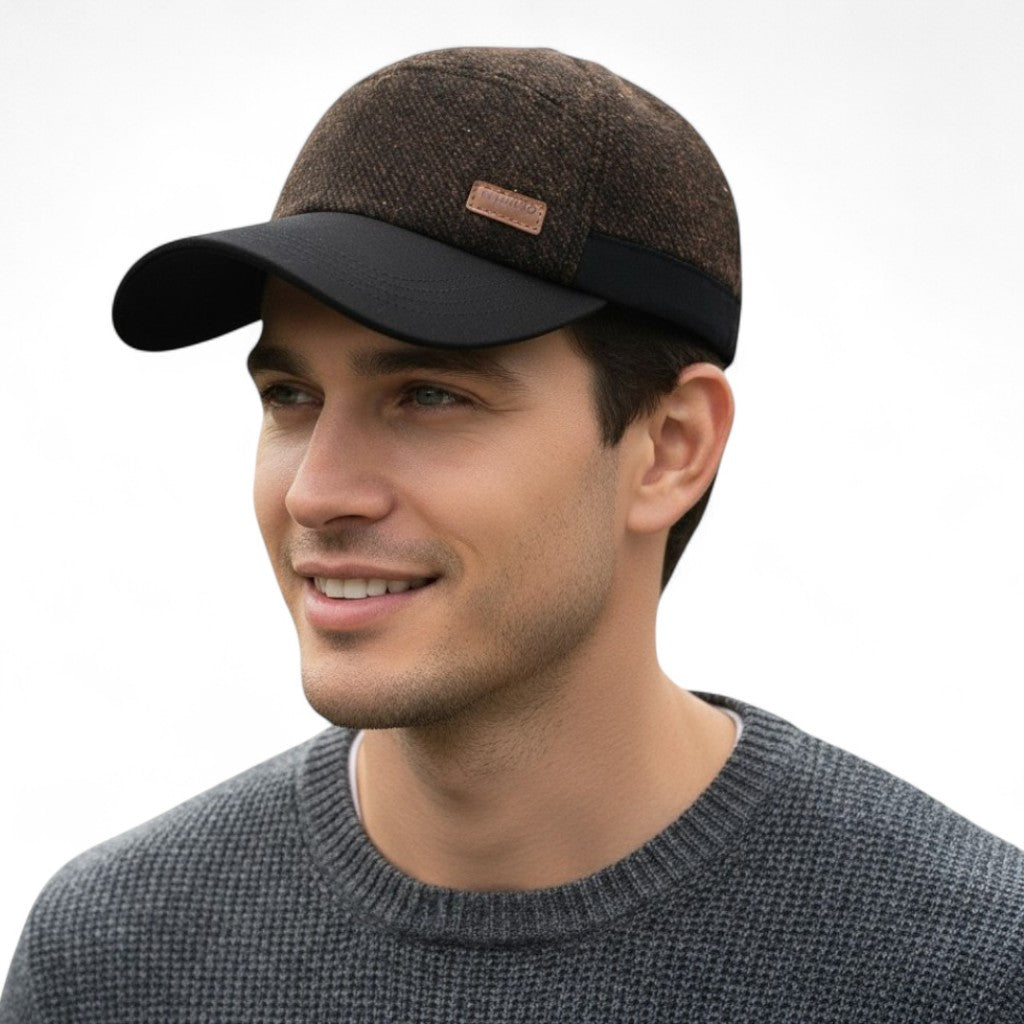 Baseball Cap : Vintage Baseballpet - Stijlvolle Warmte en Oorbescherming - Blauw in van Pantino