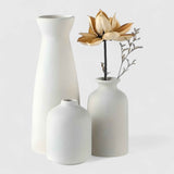 Set van 3 Moderne Decoratieve Vazen van Wit Keramiek voor Woonkamer