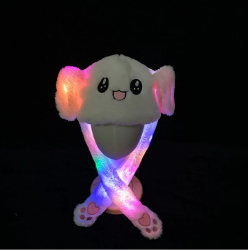 Hat : Moving Bunny Hat Baby - Blauw met Licht in Wit met licht van Pantino