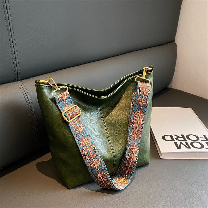 bags : Comfy Dames Leren Tas - Zwart in Groen van Pantino