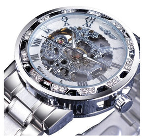 watches : Heren Horloge Goudkleurig Staal - Luxe Quartz Polshorloge met Verstelbare Stalen Band in Zilver van Pantino