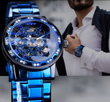 Herenhorloge Goudkleurig Staal - Luxe Kwarts Polshorloge met Verstelbare Stalen Armband
