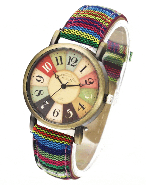 watches : Horloge unisex met retro design, denim canvas band - perfect voor dagelijks gebruik in van Pantino