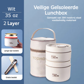 home & garden : MealBox - (gratis Bestekset + Draagtas T.w.v. € 19.95) - Wit in Wit 2 Boxen + Tas + GRATIS bestekset van Pantino