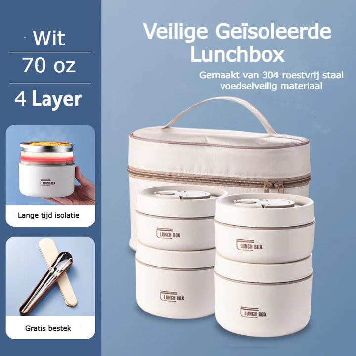 home & garden : MealBox - (gratis Bestekset + Draagtas T.w.v. € 19.95) - Wit in Wit 4 Boxen + Tas + GRATIS bestekset van Pantino