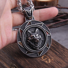 Necklace : Viking Wolf Hoofd Hanger - Roestvrij Staal - Zilverkleurig - Voor Heren in van Pantino