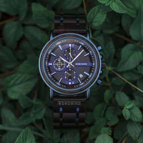 watches : Horloge Blauw - Houten Chronograafhorloge Roestvrij Staal in van Pantino