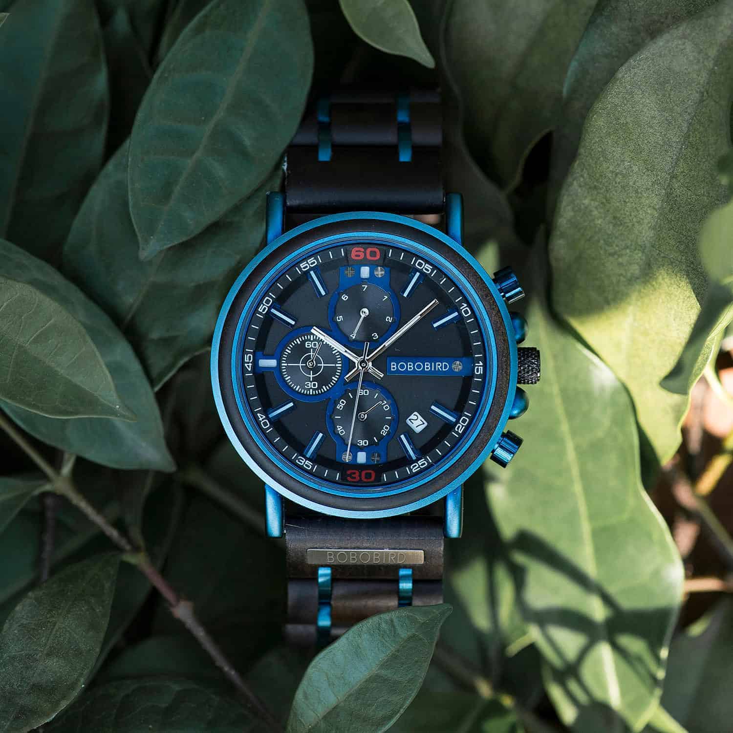 watches : Horloge Blauw - Houten Chronograafhorloge Roestvrij Staal in van Pantino