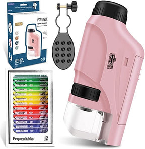 gadgets : PocketScope - Moedig Nieuwsgierigheid aan met de Draagbare Microscoop voor Jonge Ontdekkingsreizigers - Wit in Roze van Pantino