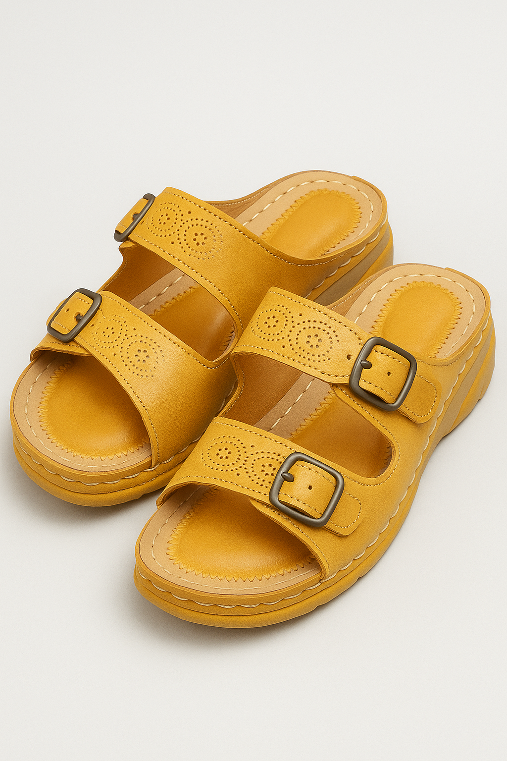 Sandals : Lichtgewicht ademende comfort zomer orthopedische sandalen voor heren voor diabetici en gevoelige voeten in Giallo van Pantino