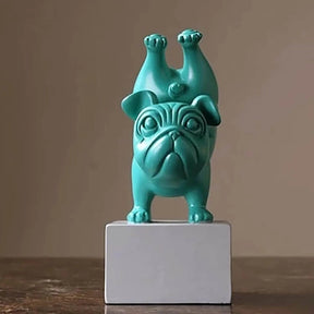home & garden : Yoga Bulldog Beeldje - Geel in Teal van Pantino