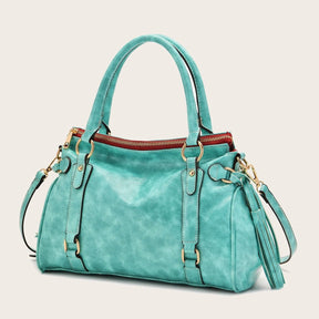 bags : Zacht Lederen Damestas Leer - Zwart in Meer Blauw van Pantino