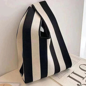 bags : Chique Gestreepte Canvas Draagtas in Kleur 1 van Pantino