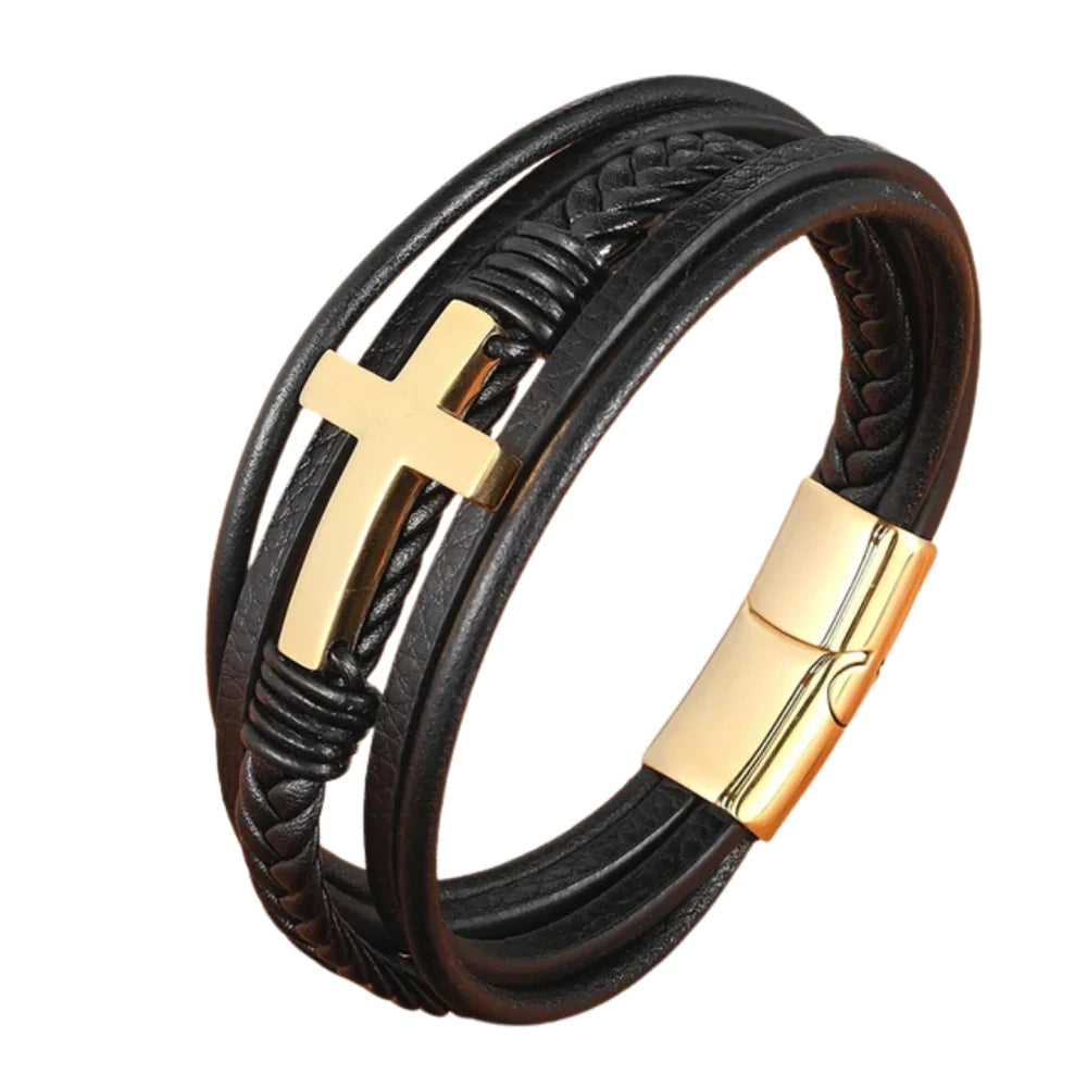 Bracelet : Armband Zwart - Voor de van Mijn Zoon Metaal in Goud van Pantino