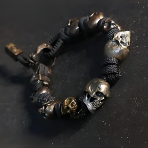 Bracelet : Schedel Paracord Armband Zilver - Leger Premium Stijl - Paracord in van Pantino