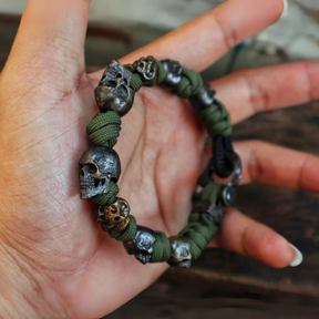 Bracelet : Schedel Paracord Armband Zilver - Leger Premium Stijl - Paracord in van Pantino
