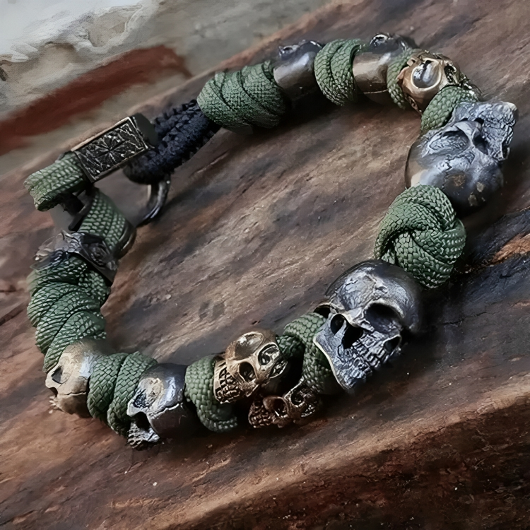 Bracelet : Schedel Paracord Armband Zilver - Leger Premium Stijl - Paracord in van Pantino