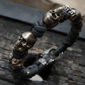 Bracelet : Schedel Paracord Armband Zilver - Leger Premium Stijl - Paracord in van Pantino