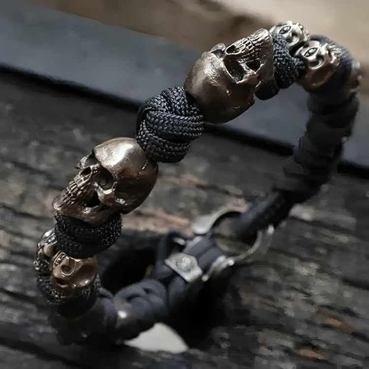 Bracelet : Schedel Paracord Armband Zilver - Leger Premium Stijl - Paracord in van Pantino