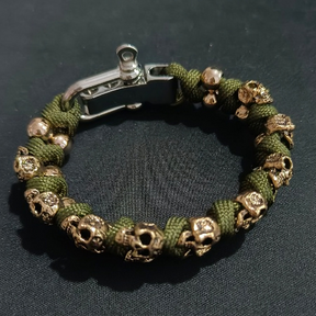 Bracelet : Schedel Paracord Armband Zilver - Leger Premium Stijl - Paracord in Legergroen van Pantino