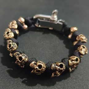 Bracelet : Schedel Paracord Armband Zilver - Leger Premium Stijl - Paracord in Zwart van Pantino