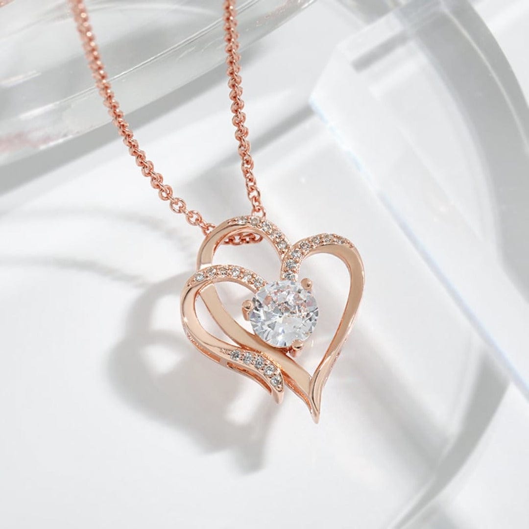 Necklace : Ketting Zilver - ZirconHeart - Liefde in Goud van Pantino