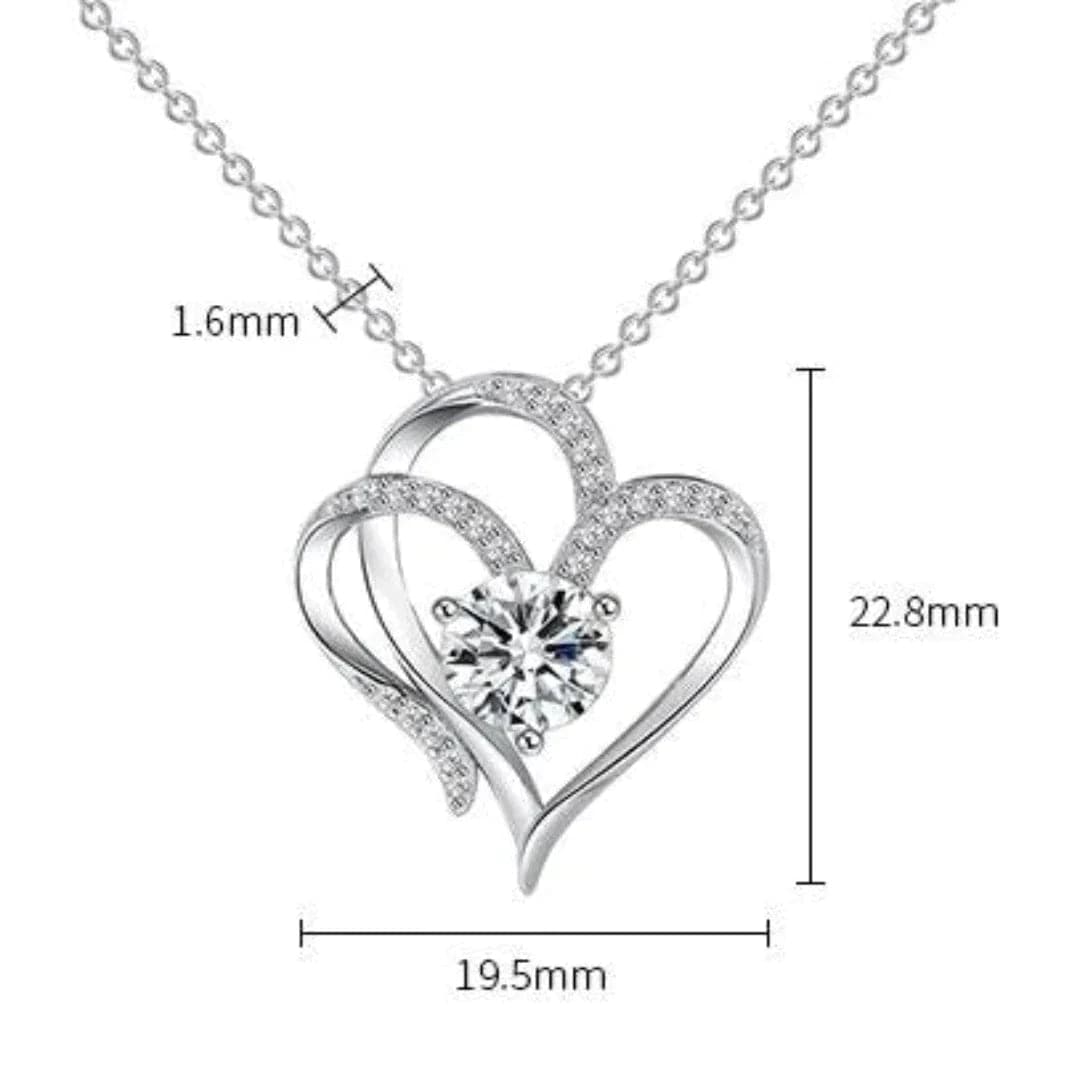 Necklace : Ketting Zilver - ZirconHeart - Liefde in van Pantino